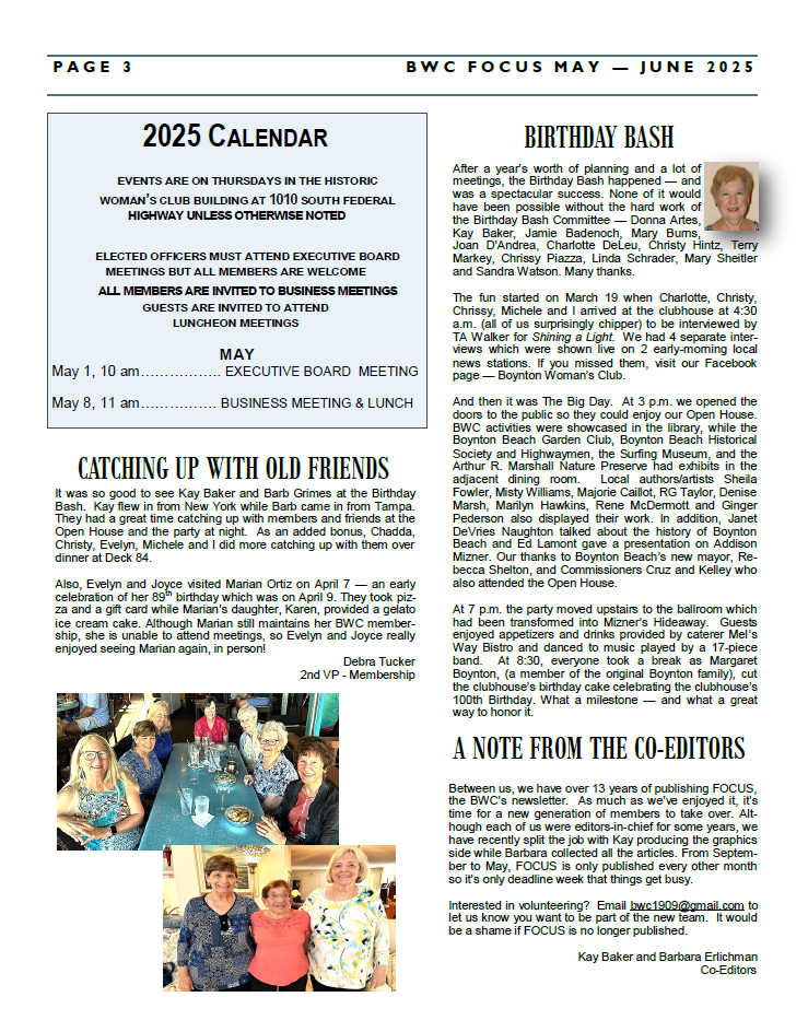 Focus Newsletter - Boynton Woman's Club_May-June 2025 - Page 3